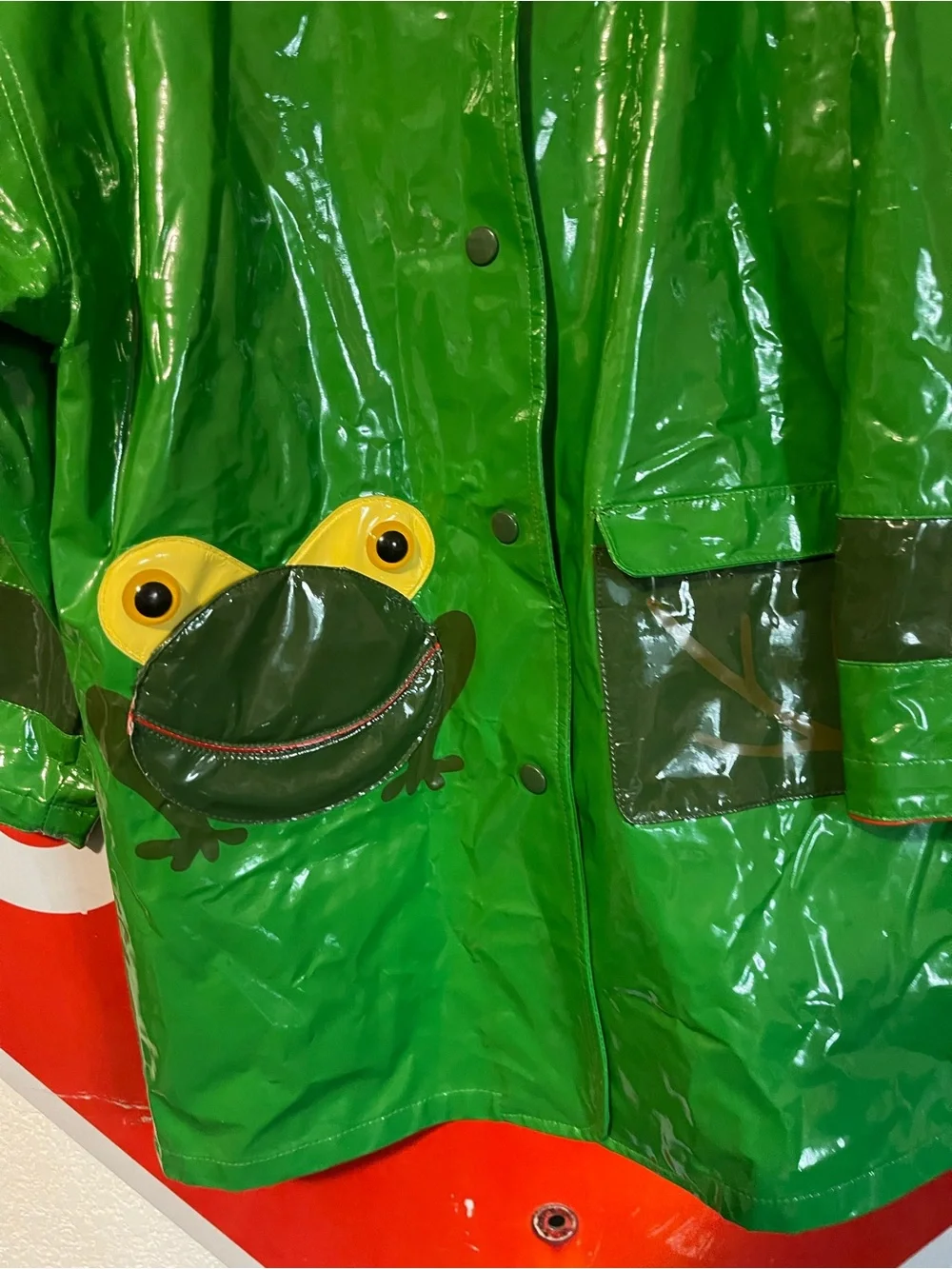 Kidorable Green Frog Rain Jacket with Yellow Accent Eyes